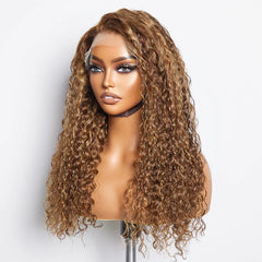 Luxe Tresses 18 Inch Pre-Plucked 13"x4" Lace Front Water Wavy Wig Free Part 150% Density-100% Human Hair