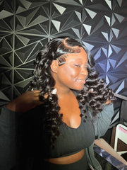 Luxe Tresses 22 Inches 5"x5" Pineapple Wave Wear & Go Glueless #1B Lace Closure Wig-100% Human Hair