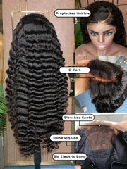 Luxe Tresses 22 Inches 5"x5" Pineapple Wave Wear & Go Glueless #1B Lace Closure Wig-100% Human Hair