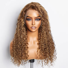 Luxe Tresses 18 Inch Pre-Plucked 13"x4" Lace Front Water Wavy Wig Free Part 150% Density-100% Human Hair