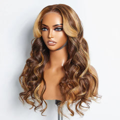 Luxe Tresses 24 Inches 5"x5" Body Wavy Wear & Go Glueless #4/27 Lace Closure Wig-100% Human Hair