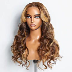 Luxe Tresses 24 Inches 5"x5" Body Wavy Wear & Go Glueless #4/27 Lace Closure Wig-100% Human Hair